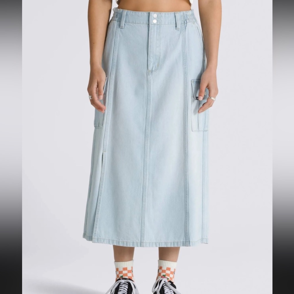 Vans Light Blue Midi Denim Skirt